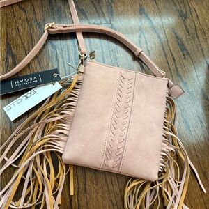 Isabelle Pink Fringe Crossbody Bag. Vegan. NWT.